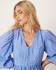 YAS YAS puff sleeve button front boho mini dress in provence blue - 4