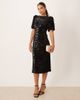 YAS YAS puff sleeve sequin midi dress in black - 1