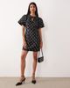 YAS YAS puff sleeve structured mini dress in black & white polka dots-Multi - 2