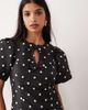 YAS YAS puff sleeve structured mini dress in black & white polka dots-Multi - 3