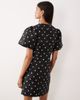 YAS YAS puff sleeve structured mini dress in black & white polka dots-Multi - 4