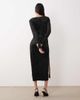YAS YAS ruched detailing velvet midi dress in black - 2
