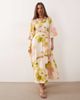 YAS YAS ruffle sleeve wrap maxi dress in pastel floral print-Multi - 1