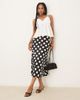 YAS YAS satin midi skirt in black and white polka dots-Multi - 1