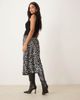 YAS YAS satin midi skirt in black and white splotch print - 2