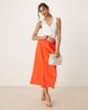 YAS YAS satin midi skirt in cherry tomato-Red - 3