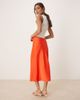 YAS YAS satin midi skirt in cherry tomato-Red - 4