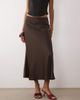 YAS YAS satin midi skirt in chocolate brown - 4