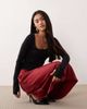 YAS YAS satin midi skirt in deep red - 2