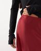 YAS YAS satin midi skirt in deep red - 3