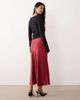YAS YAS satin midi skirt in deep red - 4