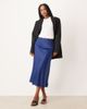 YAS YAS satin midi skirt in navy - 1