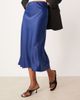 YAS YAS satin midi skirt in navy - 3