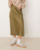 YAS YAS satin midi skirt in olive green - 2