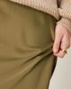 YAS YAS satin midi skirt in olive green - 3