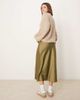YAS YAS satin midi skirt in olive green - 4