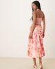 YAS YAS satin midi skirt in pink watercolor floral print-Multi - 3