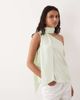 YAS YAS satin one shoulder top with scarf detail in green - 1