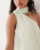 YAS YAS satin one shoulder top with scarf detail in green - 3