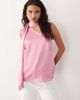 YAS YAS satin one shoulder top with scarf detail in pink - 1