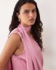 YAS YAS satin one shoulder top with scarf detail in pink - 2
