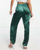 YAS Y.A.S satin piping detail pants in dark green-Blue - 2