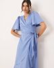 YAS YAS satin wrap midi dress in blue - 3