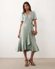 YAS YAS satin wrap midi dress in sage green - 1