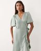 YAS YAS satin wrap midi dress in sage green - 2