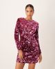 YAS YAS sequin and velvet mini dress in dark pink - 1
