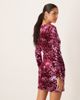 YAS YAS sequin and velvet mini dress in dark pink - 3