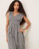 YAS YAS shirred waist midi dress in black and white checkerboard-Multi - 3