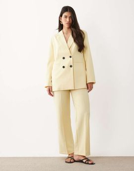 YAS YAS tailored wide leg pants in pastel yellow - part of a set