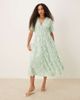YAS YAS textured v neck midi dress in mist green - 1
