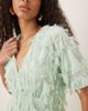 YAS YAS textured v neck midi dress in mist green - 2