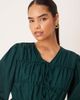 YAS YAS tie front long sleeve mini dress in deep jewel green - 3