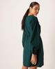 YAS YAS tie front long sleeve mini dress in deep jewel green - 4