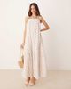 YAS YAS tie shoulder boho smock maxi dress in ditsy pink floral print-White - 1
