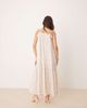 YAS YAS tie shoulder boho smock maxi dress in ditsy pink floral print-White - 4