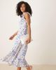 YAS YAS tie shoulder floral midi dress in blue and white - 1
