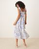 YAS YAS tie shoulder floral midi dress in blue and white - 4