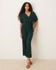 YAS YAS tie waist plisse jumpsuit in deep jewel green - 1