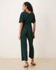 YAS YAS tie waist plisse jumpsuit in deep jewel green - 4