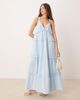 YAS YAS tiered ruffle detail cami maxi dress in soft blue - 1