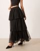 YAS YAS tiered tulle midi skirt in black - 1