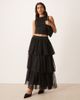 YAS YAS tiered tulle midi skirt in black - 2