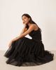 YAS YAS tiered tulle midi skirt in black - 3