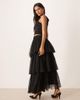 YAS YAS tiered tulle midi skirt in black - 4
