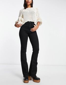 YAS Y.A.S Vinnie high waisted flares jeans in black