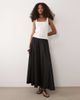 YAS YAS volume satin circle midi skirt in black - 1